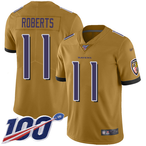 Baltimore Ravens Limited Gold Men Seth Roberts Jersey NFL Football 11 100th Season Inverted Legend